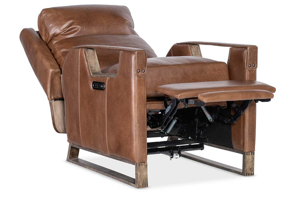 Troy Taupe POWER Leather "Quick Ship" Small Scale Modern Recliner