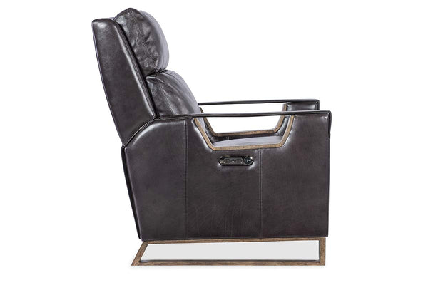 Troy Graphite POWER Leather "Quick Ship" Small Scale Modern Recliner