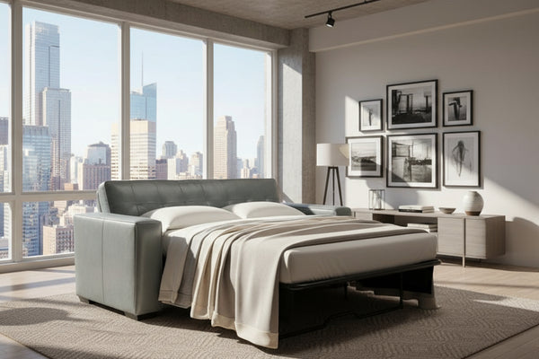 Uptown Biscuit Back Modern Track Arm Sofa Or Sleeper Sofa