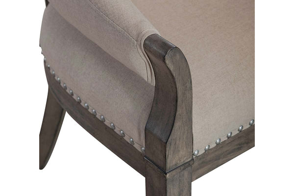 Valencia 7-Piece Havana Brown Rectangular Pedestal Dining Set With Upholstered Armchairs