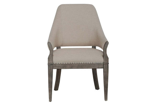 Valencia 7-Piece Havana Brown Rectangular Pedestal Dining Set With Upholstered Armchairs