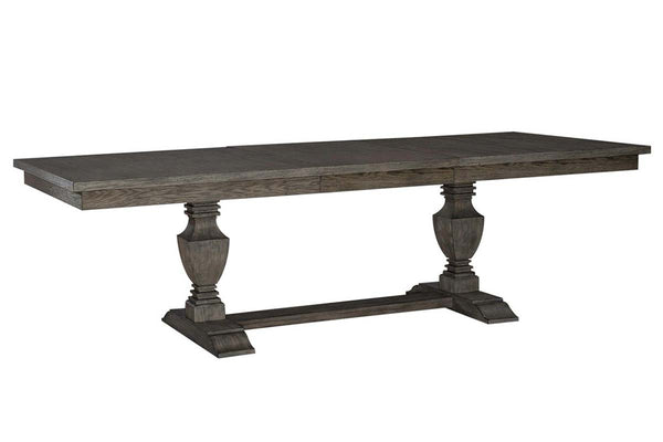 Valencia 5-Piece Havana Brown Rectangular Pedestal Dining Table Set