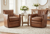 Image of Vander Rook "Quick Ship" Leather Swivel Accent Chair