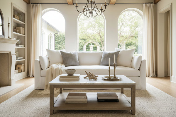 Vanessa I 99 Inch Single Bench Seat Slipcovered Sofa