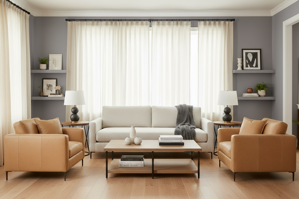 Wade Contemporary Track Arm Leather Sofa Collection