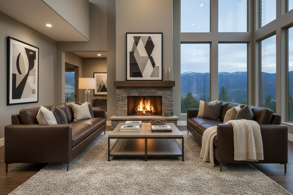 Wade Contemporary Track Arm Leather Sofa Collection