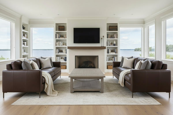 Wade Contemporary Track Arm Leather Sofa Collection