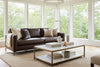 Image of Wade 95 Inch Contemporary Bench Seat Track Arm Pillow Back Leather Sofa