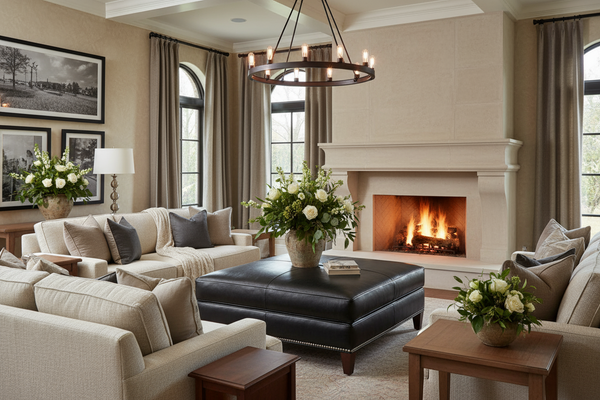 Ward Square Contemporary Extra Large Leather Cocktail Ottoman