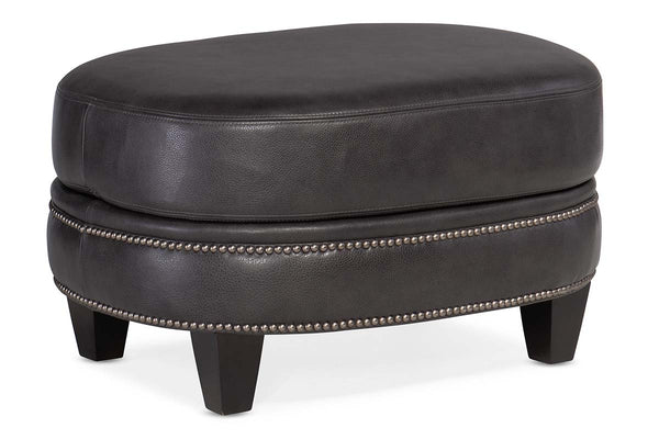 Warren "Quick Ship" Traditional Top Grain Leather Pillow Top Footstool