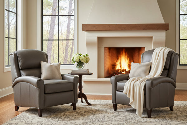 Weaver Tall Leather Bustle Pillow Back Recliner