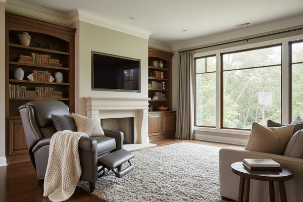 Weaver Tall Leather Bustle Pillow Back Recliner