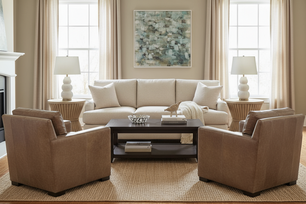 Wellington Leather Track-Arm Pillow-Back Sofa Collection