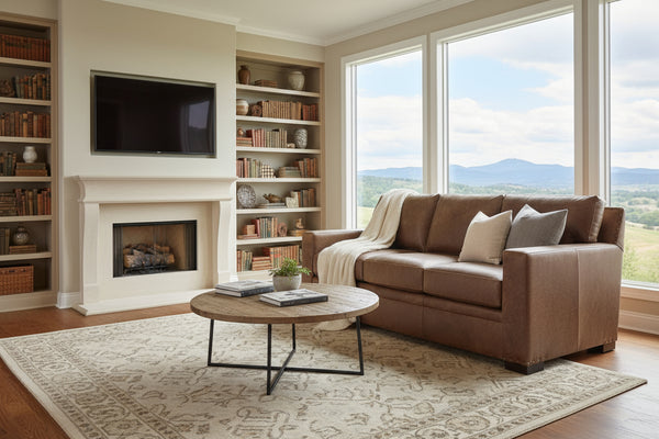 Wellington Leather Track-Arm Pillow-Back Sofa Collection