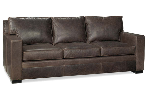 Wellington Leather Track-Arm Pillow-Back Sofa Collection