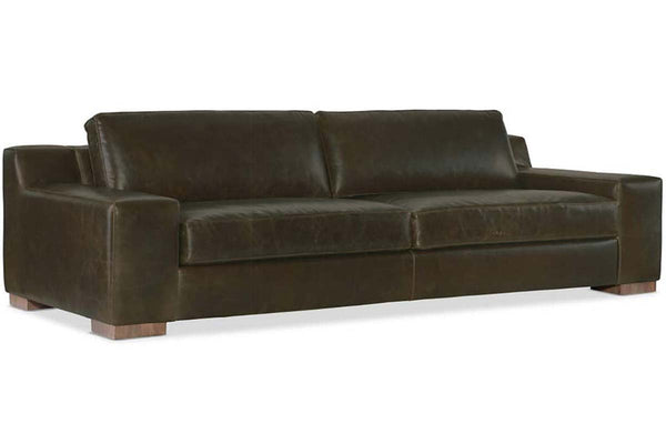 Wells 109 Inch Two Cushion Wide Track Arm Leather Sofa
