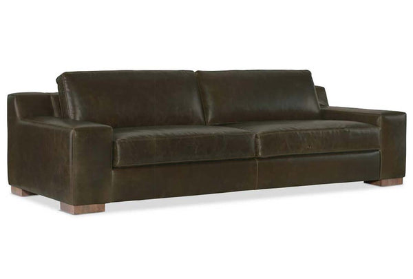 Wells 97 Inch Two Cushion Wide Track Arm Leather Sofa
