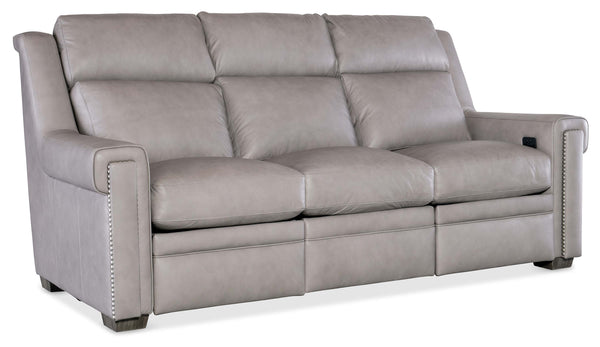 Wentworth Cement 88 Inch "Quick Ship" Wall Hugger Power Leather Reclining Sofa