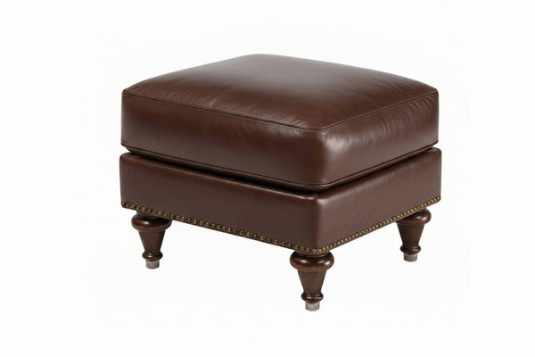 Wesley Leather Foot Stool Ottoman