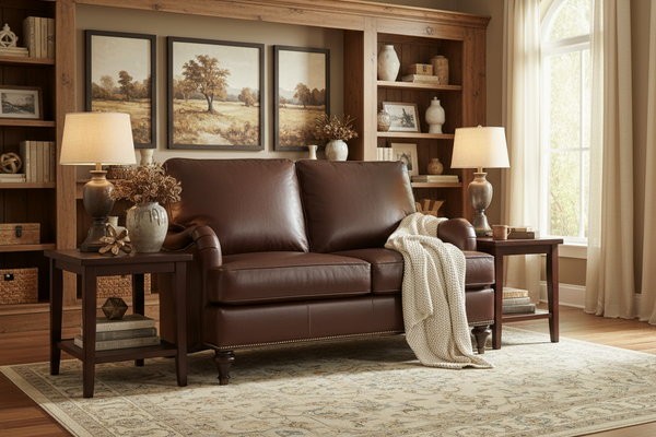 Wesley Traditional English Arm Leather Sofa Collection