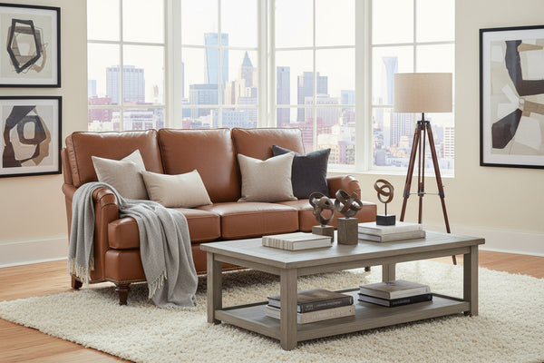 Wesley Traditional English Arm Leather Sofa Collection