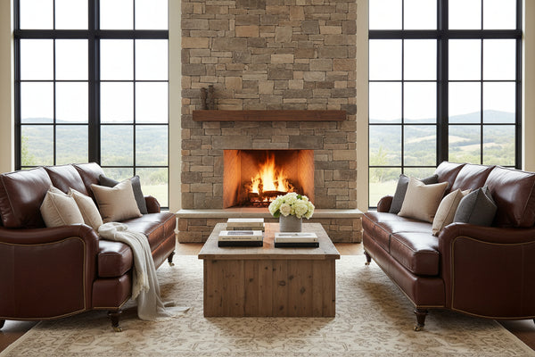 Wesley 75 Inch Traditional English Arm Leather Sofa w/ Nailed Trim