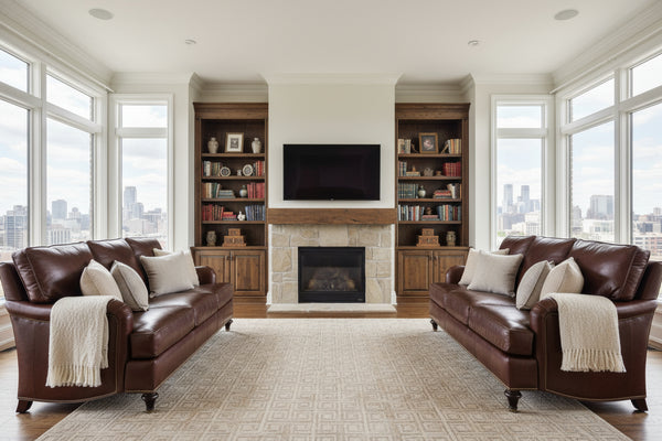 Wesley Traditional English Arm Leather Sofa Collection