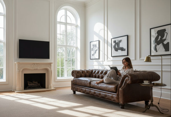 Westminster 94 Inch Chesterfield Tufted Leather Sofa