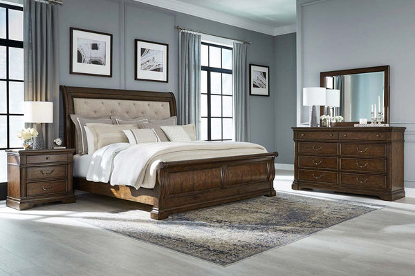 Wexford Queen Or King Satin Cherry Tufted Sleigh Bed "Create Your Own Bedroom" Collection