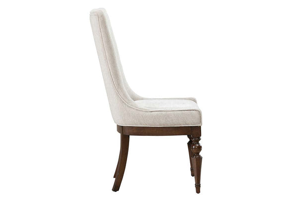 Wexford 7-Piece Satin Cherry Double Pedestal Dining Set With Upholstered Chairs