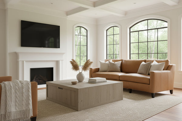 Wexler 103 Inch Contemporary Curved Conversation Leather Sofa