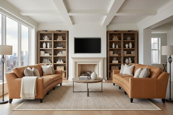 Wexler 103 Inch Contemporary Curved Conversation Leather Sofa