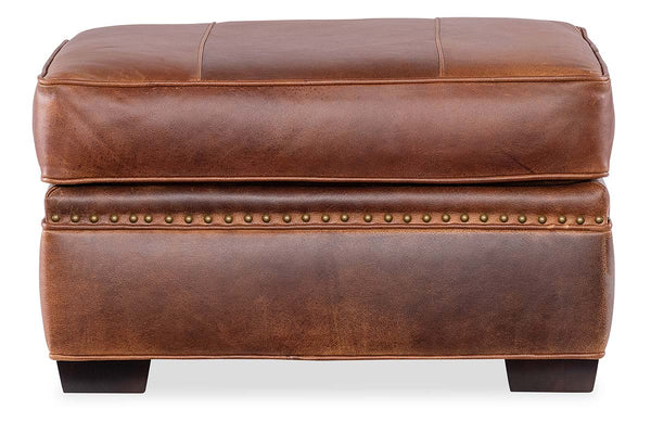 Whitaker Transitional Leather Ottoman