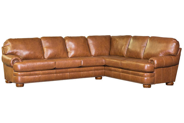 Winfield T-Cushion Rolled Arm Leather Sectional Sofa