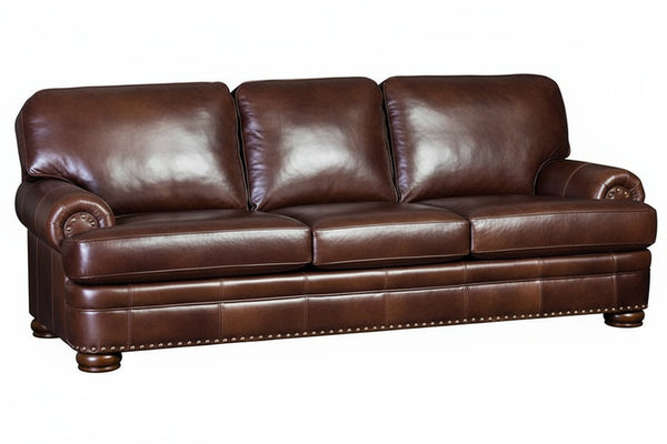 Winfield 103 Inch Pillow Back Leather Sofa With Nailhead Trim