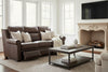 Image of Winston 91 Inch Bustle Back "WALL HUGGER" Traditional Power Three Cushion Leather Sofa