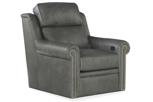 Winston Leather Power SWIVEL Bustle Back Living Room Reclining Chair