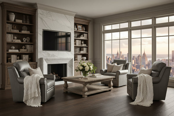 Winston Leather Power SWIVEL Bustle Back Living Room Reclining Chair