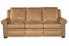 Image of Winston 91 Inch Single Back "WALL HUGGER" Traditional Power Three Cushion Leather Sofa