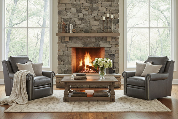 Winston Leather Power SWIVEL Pillow Back Living Room Reclining Chair