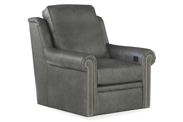 Winston Leather Power SWIVEL Pillow Back Living Room Reclining Chair