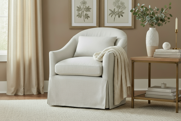 Xena Natural "Quick Ship" Slipcovered **Swivel/Glider** Accent Chair