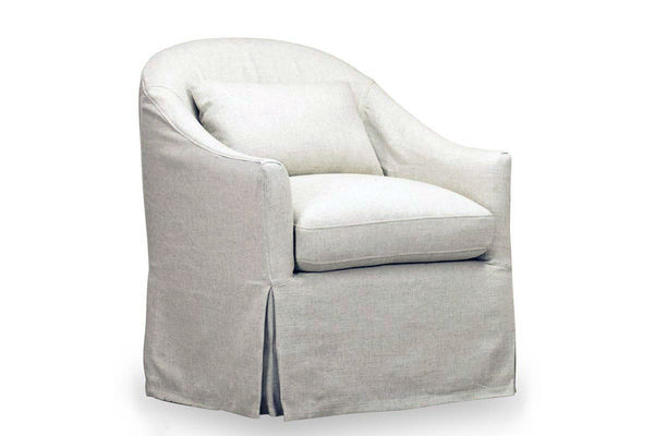 Xena Natural "Quick Ship" Slipcovered Swivel Accent Chair