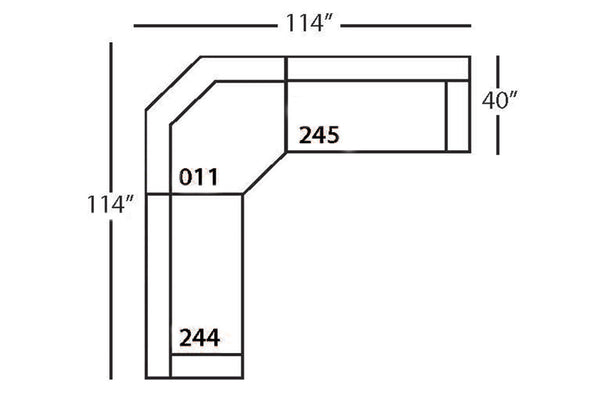 Yates Three Piece Track Arm Modern Bench Seat Fabric Sectional Sofa