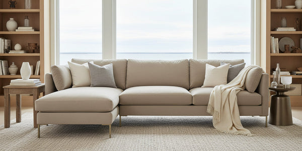 York Two Piece Contemporary Fabric Sectional Sofa