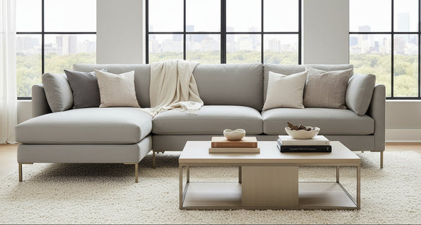 York Two Piece Contemporary Fabric Sectional Sofa