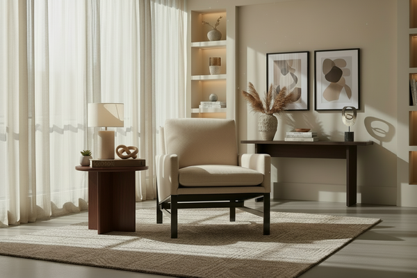 Zara Fabric Chair With Burnished Umber Metal Frame