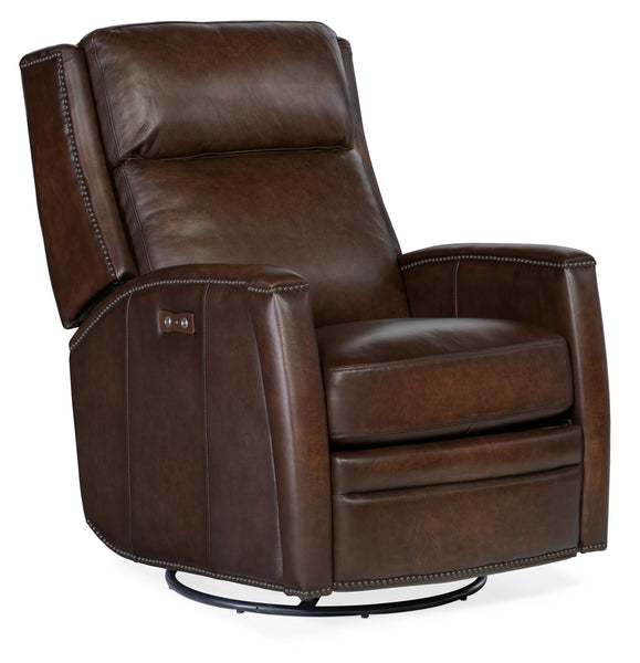 Avalon San Marco Leather "Quick Ship" Swivel/ Glider Power Recliner
