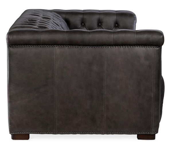 Bromley Gravel Chesterfield 88 Inch "Quick Ship" Wall Hugger Power Leather Reclining Sofa OUT OF STOCK UNTIL 1/18/22