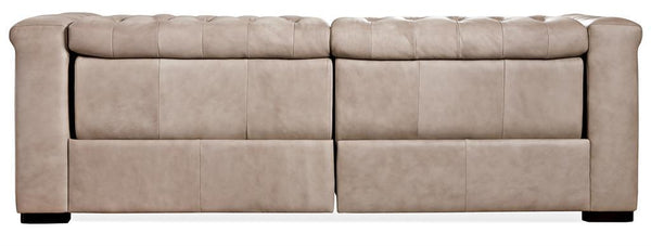 Bromley Taupe Chesterfield 88 Inch "Quick Ship" Wall Hugger Power Leather Reclining Sofa OUT OF STOCK UNTIL 1/13/22